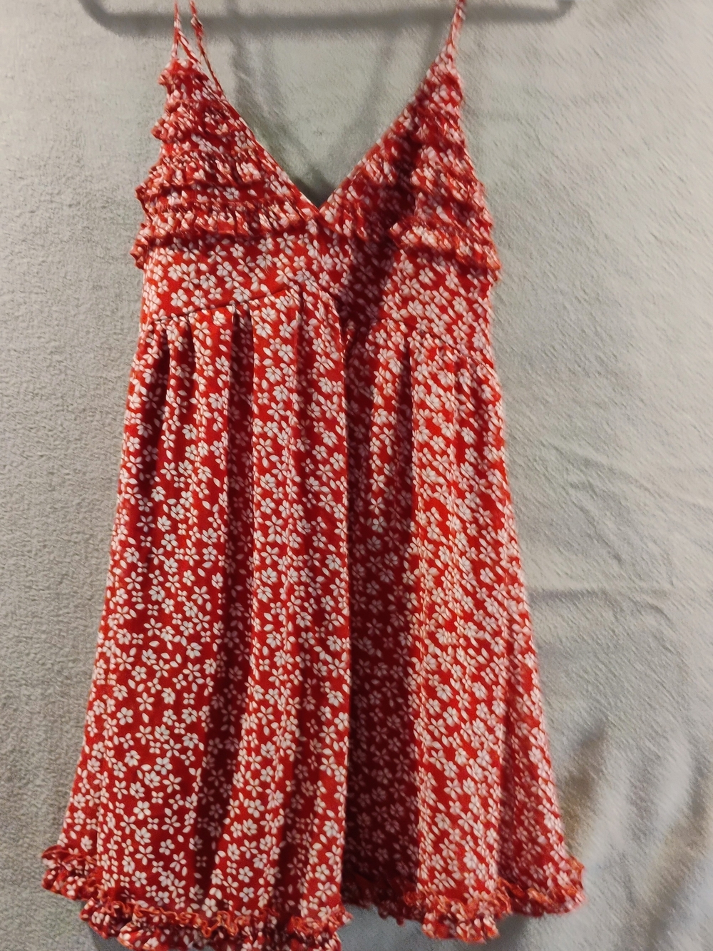 Trixxi Red Floral Ruffle V-Neck Sundress